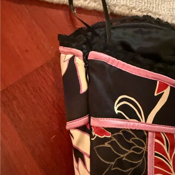 BEBE Y2K Strapless Floral Dress with Pink Trim - Picture 6 of 7